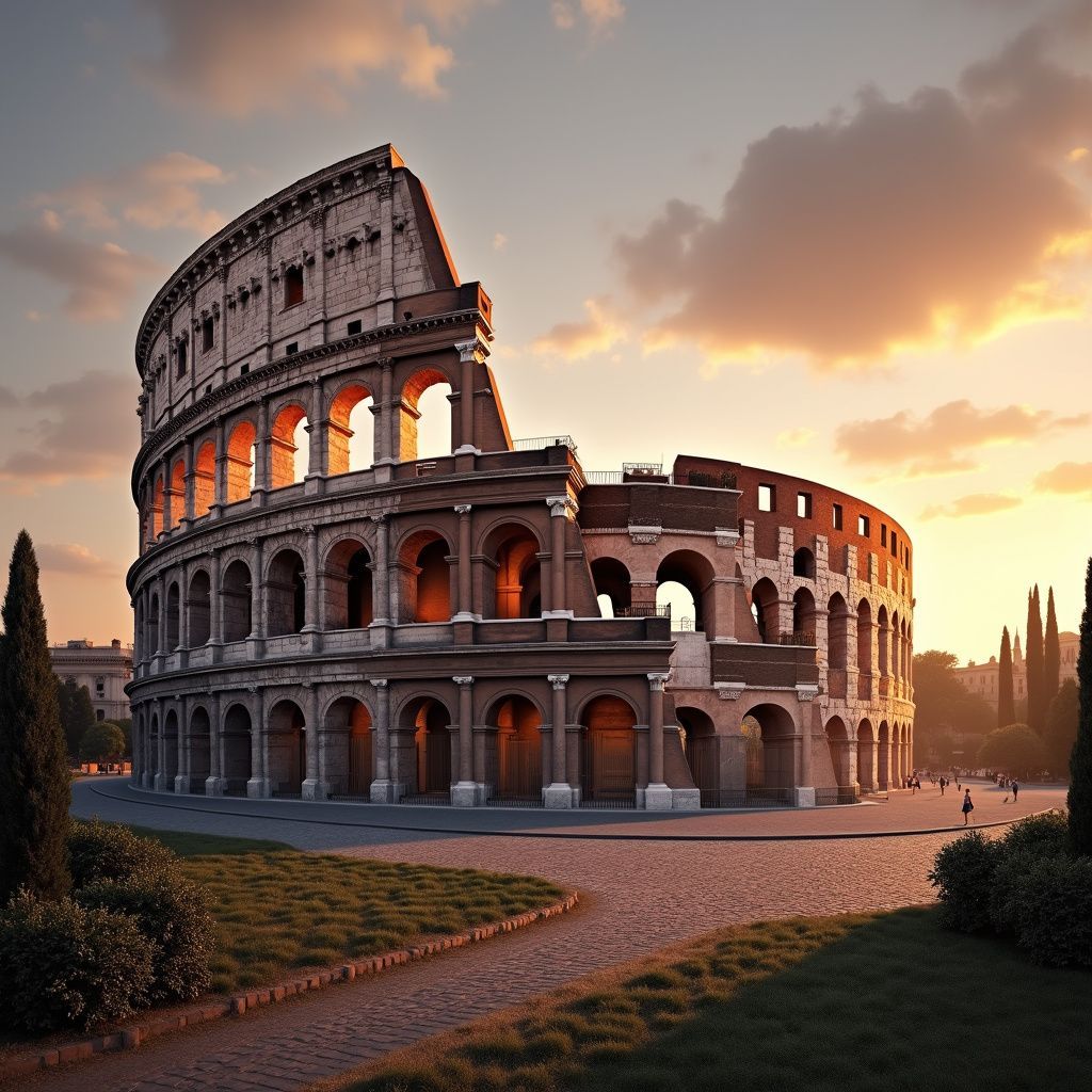 Colosseum in Rome at sunset