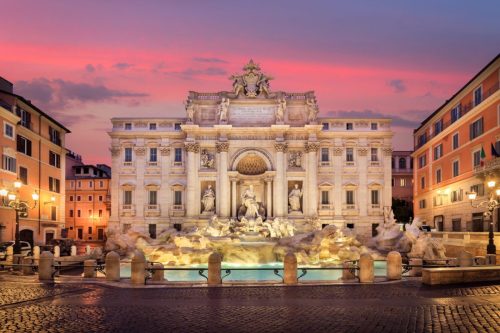 Rome Italy Trevi Fountain night